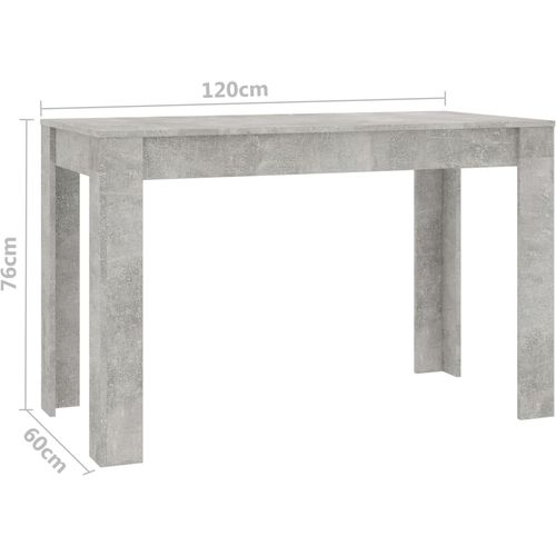 Blagovaonski stol siva boja betona 120 x 60 x 76 cm od iverice slika 9