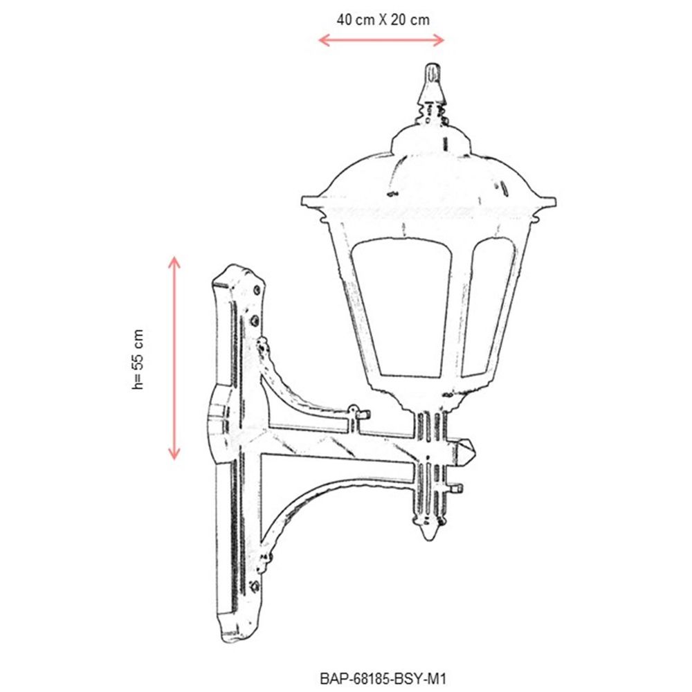BAP-68185-BSY-M1 Crna Spoljna Zidna Lampa slika 3
