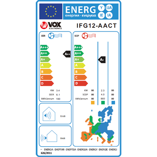 Vox IFG12-AACT Inverter klima uređaj, 12000BTU, Wi-Fi Ready slika 2