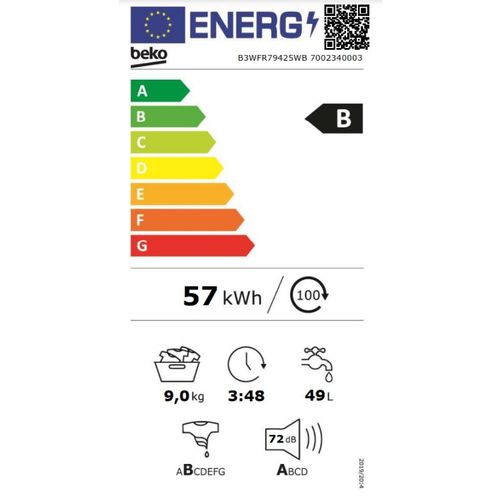 Beko B3WF R 7942 5WB Veš mašina, 9 kg, 1400 rpm, ProSmart Inverter motor, SteamCure, Bluetooth, Dubina 55 cm slika 6