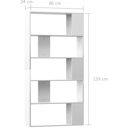 Ormarić za knjige / sobna pregrada sjajni bijeli 80x24x159 cm slika 22