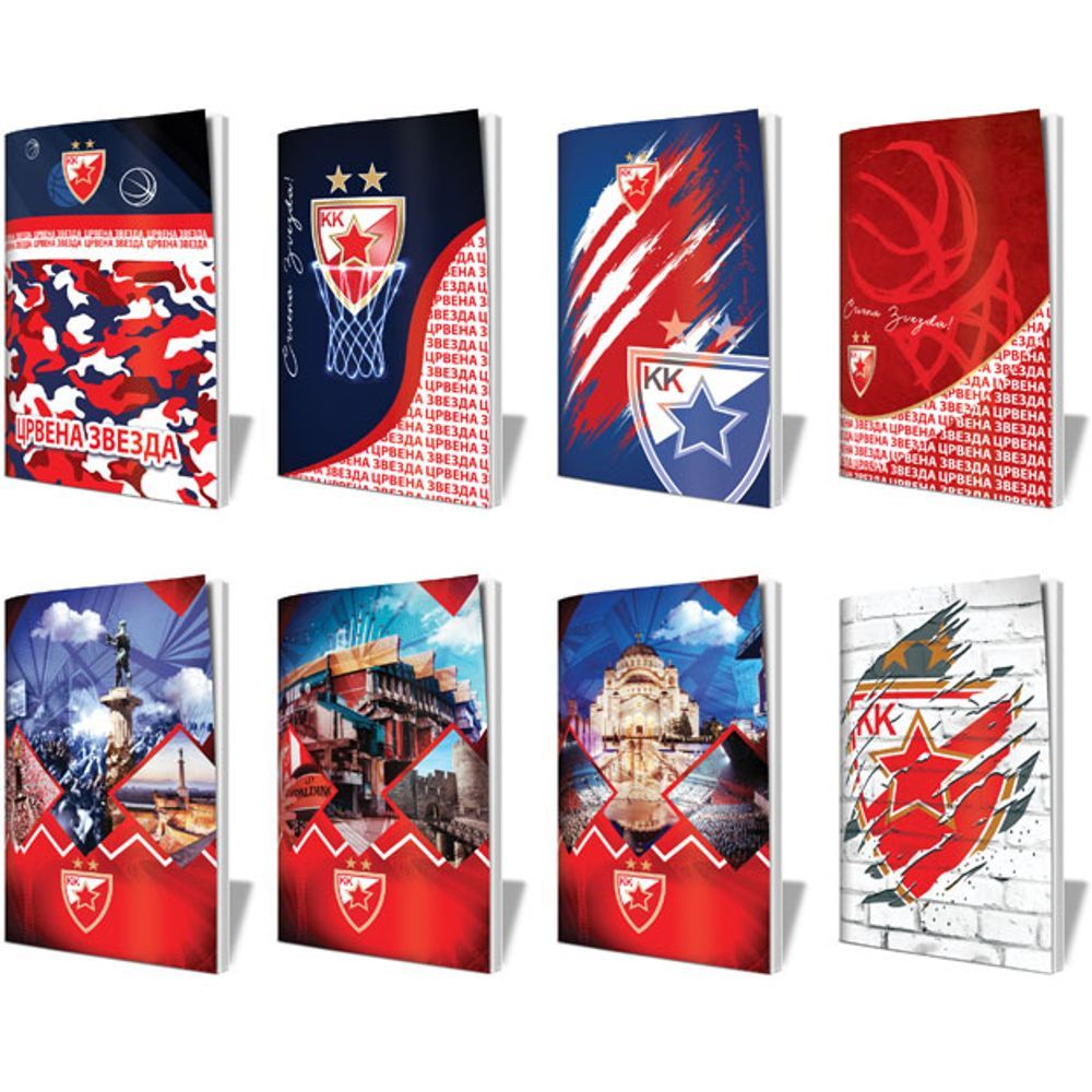 PanGraf 757 Sveska A5 Lux Crvena Zvezda - 70g, 48 listova, Meki uvez slika 1