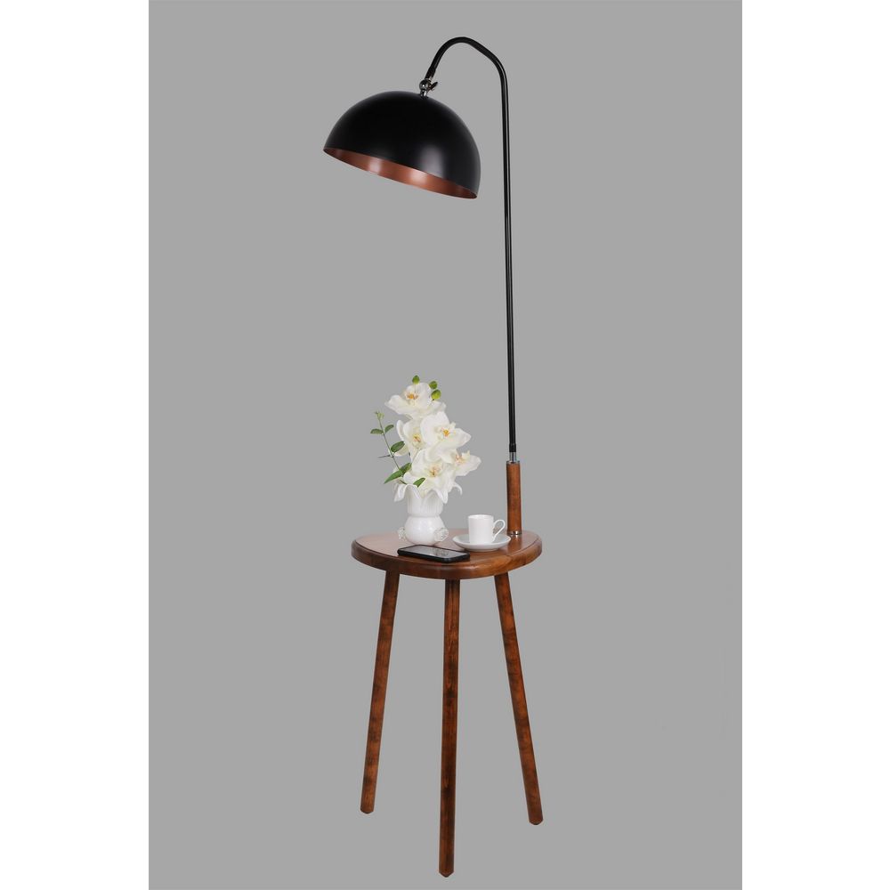 Demet Sehbalı Ahşap Lambader Ceviz Retro 3 Başlıklı slika 3