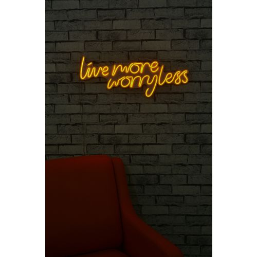 Wallity Ukrasna plastična LED rasvjeta, Live More Worry Less - Yellow slika 2