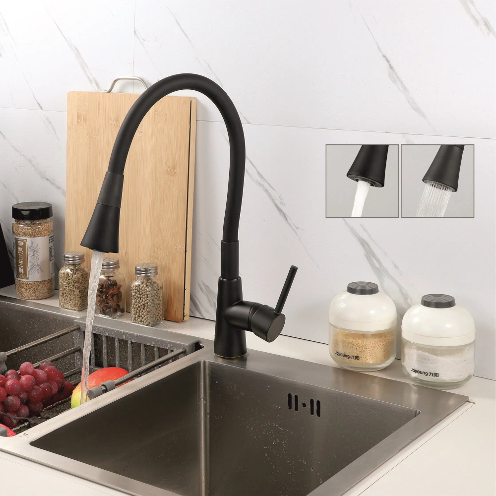 Inter Ceramic slavina za sudoper havana + set za ugradnju zinc/mesing mat crna slika 2