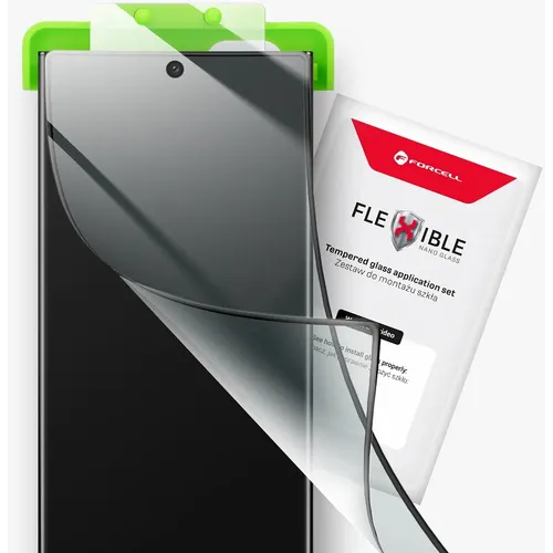 Forcell Flexible Nano Glass 5D za Samsung Galaxy S22 Ultra crni (Hot Bending) radi skener otiska prsta slika 5