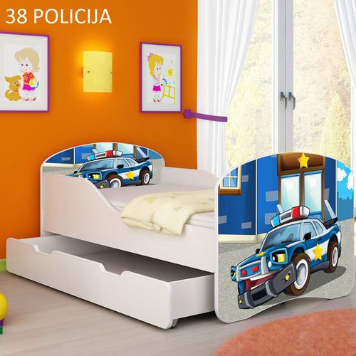 Dječji krevet ACMA s motivom + ladica 160x80 cm 38-policija slika 1