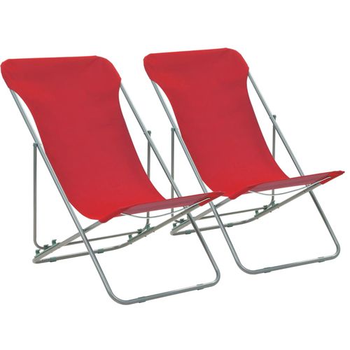 Sklopive stolice za plažu 2 kom čelik i tkanina Oxford crvene slika 17