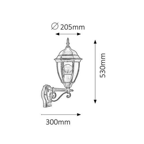 Rabalux Toronto spoljna zidna lampa100W staro zlato IP44senzor Spoljna rasveta slika 2