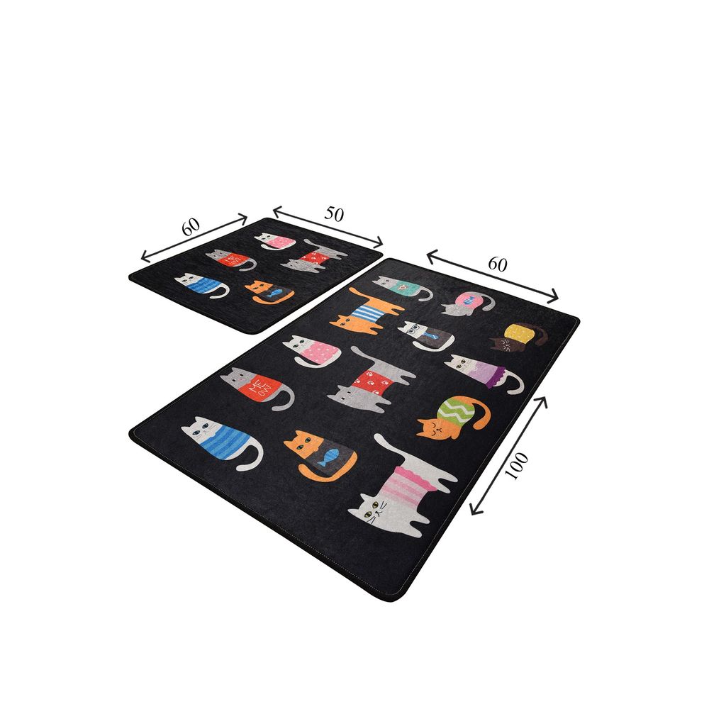 Set Kupatilskih Prostirki Black Cats Multicolor (2 Komada) slika 3