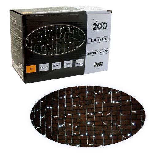 200 LED, zavjesa, bijelo svjetlo slika 1