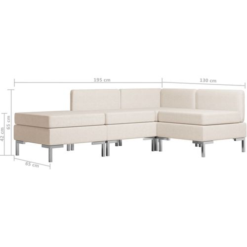 4-dijelni set sofa od tkanine krem slika 35