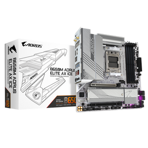 Gigabyte B650M A ELITE AX ICE AM5, B650, Supports AMD Ryzen 7000 Series Processors, 4x DDR5, 1* PCIe 5.0 x4 and 1* PCIe 4.0 x4 M.2 Connector