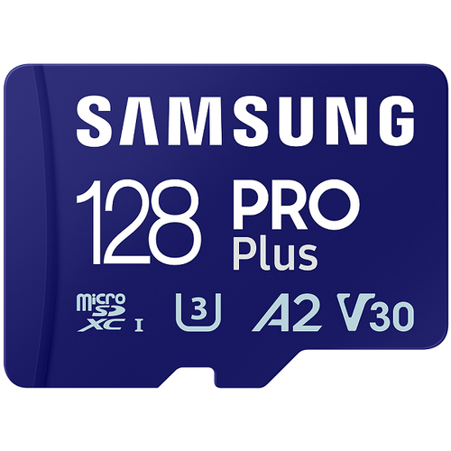 Samsung MB-MD128SB/WW MicroSD 128GB, PRO Plus, SDXC, UHS-I U3 V30 A2, Read up to 180MB/s, Write up to 130 MB/s, for 4K and FullHD video recording, w/USB Card Reader slika 1