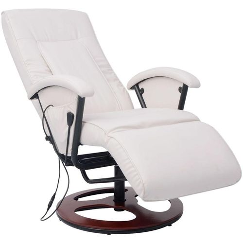 Shiatsu masažna fotelja od umjetne kože bijela slika 7