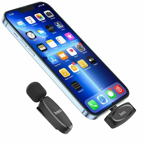 HOCO bežični lavalier mikrofon za iPhone Lightning 8-pin L15 crni slika 6