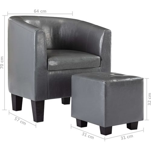 Fotelja od umjetne kože s osloncem za noge siva slika 22