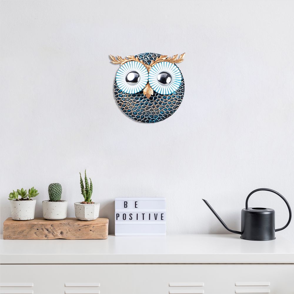 Decorative metal wall accessory Owl 3, colours: silver, multicolor slika 1