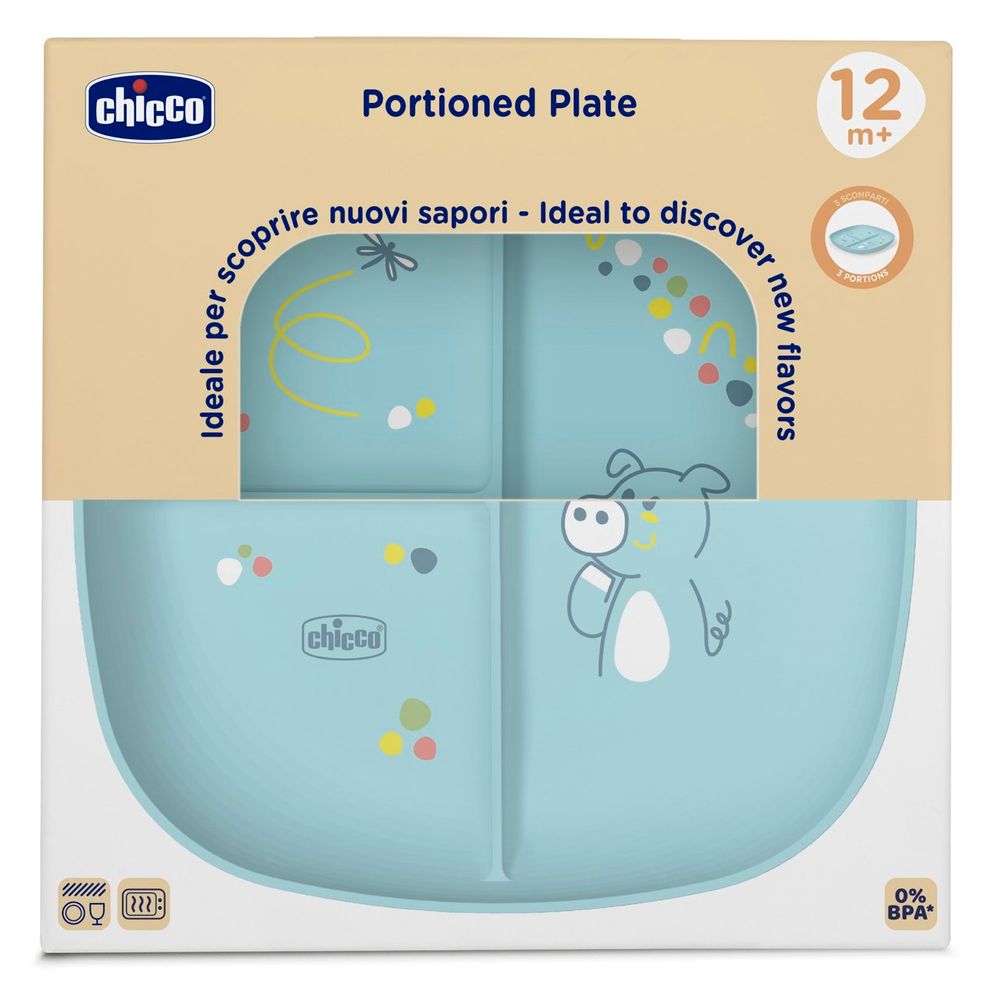 Chicco Dječiji tanjir Portioned, Blue slika 2