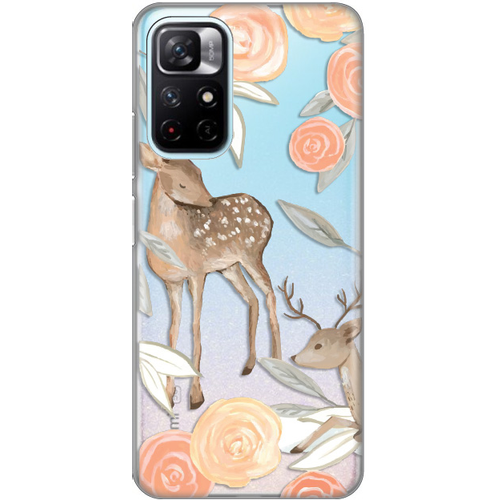 Maska Silikonska Print Skin za Xiaomi Redmi Note 11T 5G/Poco M4 Pro 5G Flower Deer slika 1
