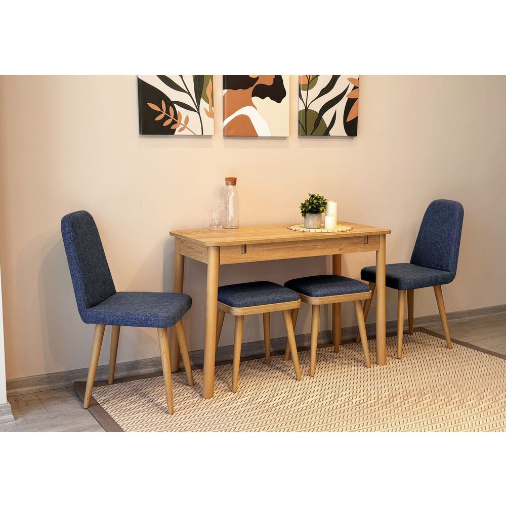 Vina Mini 03 1048 - Set Ekstenzibilnog Stola i Stolica (6 Komada) u Tamnoplavoj Hrasti slika 3