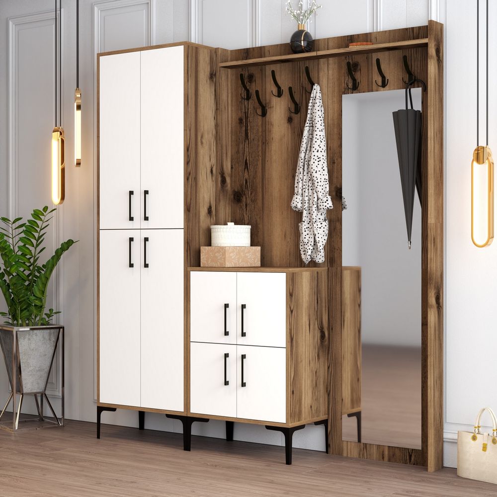 Hall stand Berlin ABC - Ormar u boji orah i bijela slika 2