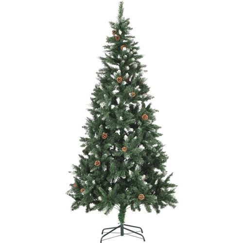Umjetno božićno drvce sa šiškama i bijelim sjajem 210 cm slika 10