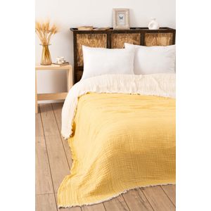 Muslin Yarn Dyed - Yellow Yellow Double Bedspread