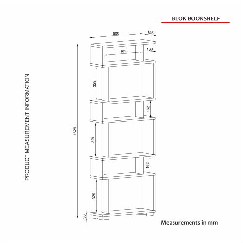 Woody Fashion Polica za knjige BLOK, boja Travertine slika 8