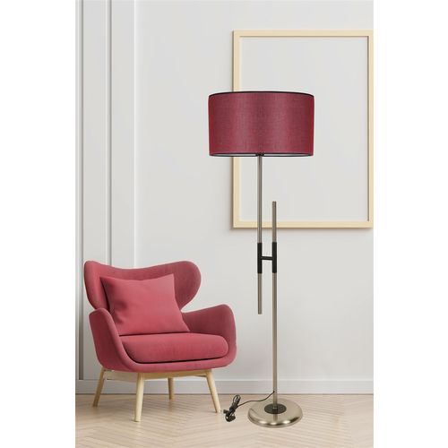 Felix Mat Krom Lambader Silindir Hasır Bordo Abajurlu Claret Red Floor Lamp slika 1