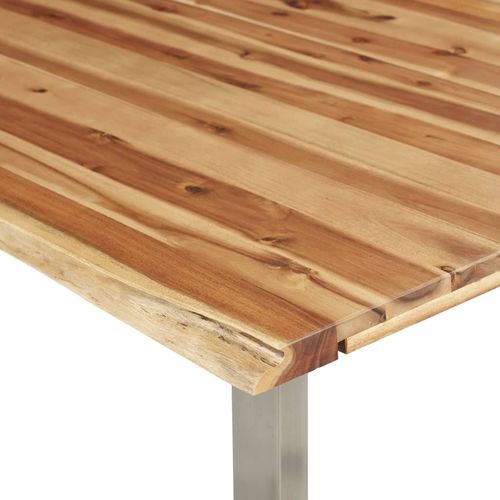 Blagovaonski stol 160 x 80 x 75 cm od bagremovog drva i čelika slika 6