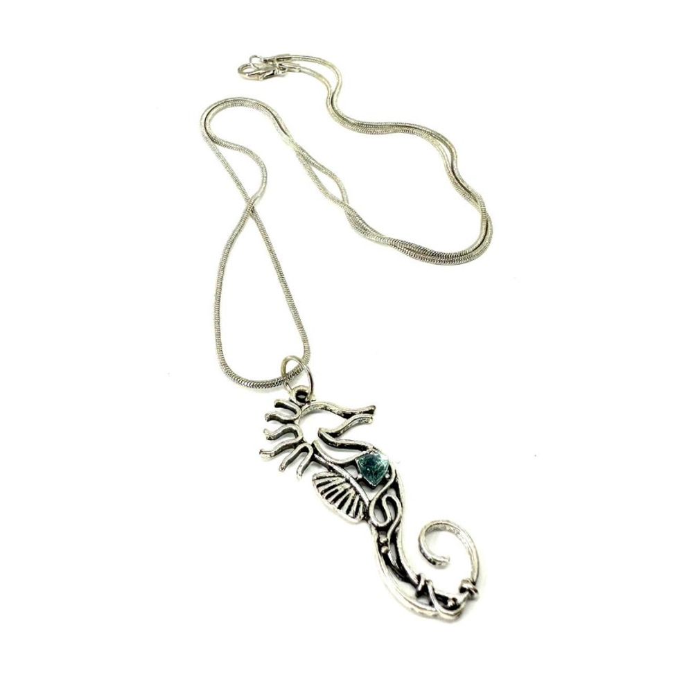 Poludrago kamenje Ogrlica Blue Topaz Seahorse slika 3