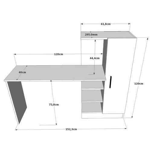 Hanah Home CT2 - AB Atlantic PineBlack Radni Sto slika 6