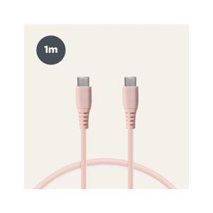 KSIX, kabel za prijenos podataka, Soft, USB-C na USB-C, 1.0m, rozi