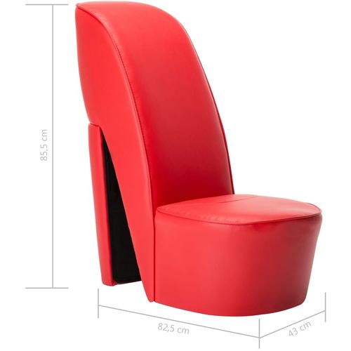Stolica u obliku visoke pete od umjetne kože crvena slika 27