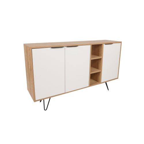 Woody Fashion Komoda, hrastBijela boja, Clara Console - Oak, White slika 6