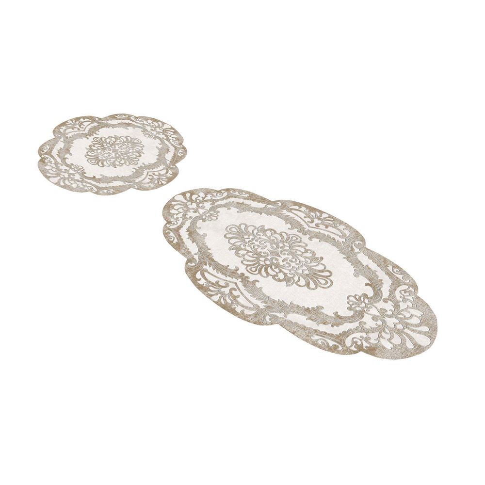 Set Kupatilskih Prostirki Beige & White (2 Komada) slika 4