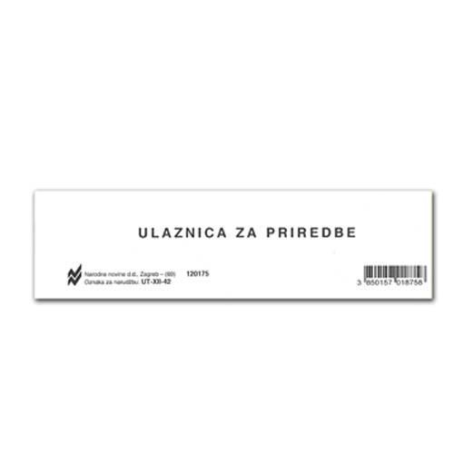 XII-42 ULAZNICA ZA PRIREDBE; Blok 100 listova, 14,4 x 4 cm slika 2