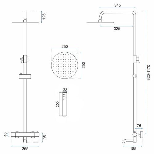 REA Lungo crni tuš s termostatom Metallic slika 12