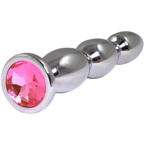 Metalni analni dildo sa rozim dijamantom 14cm slika 1