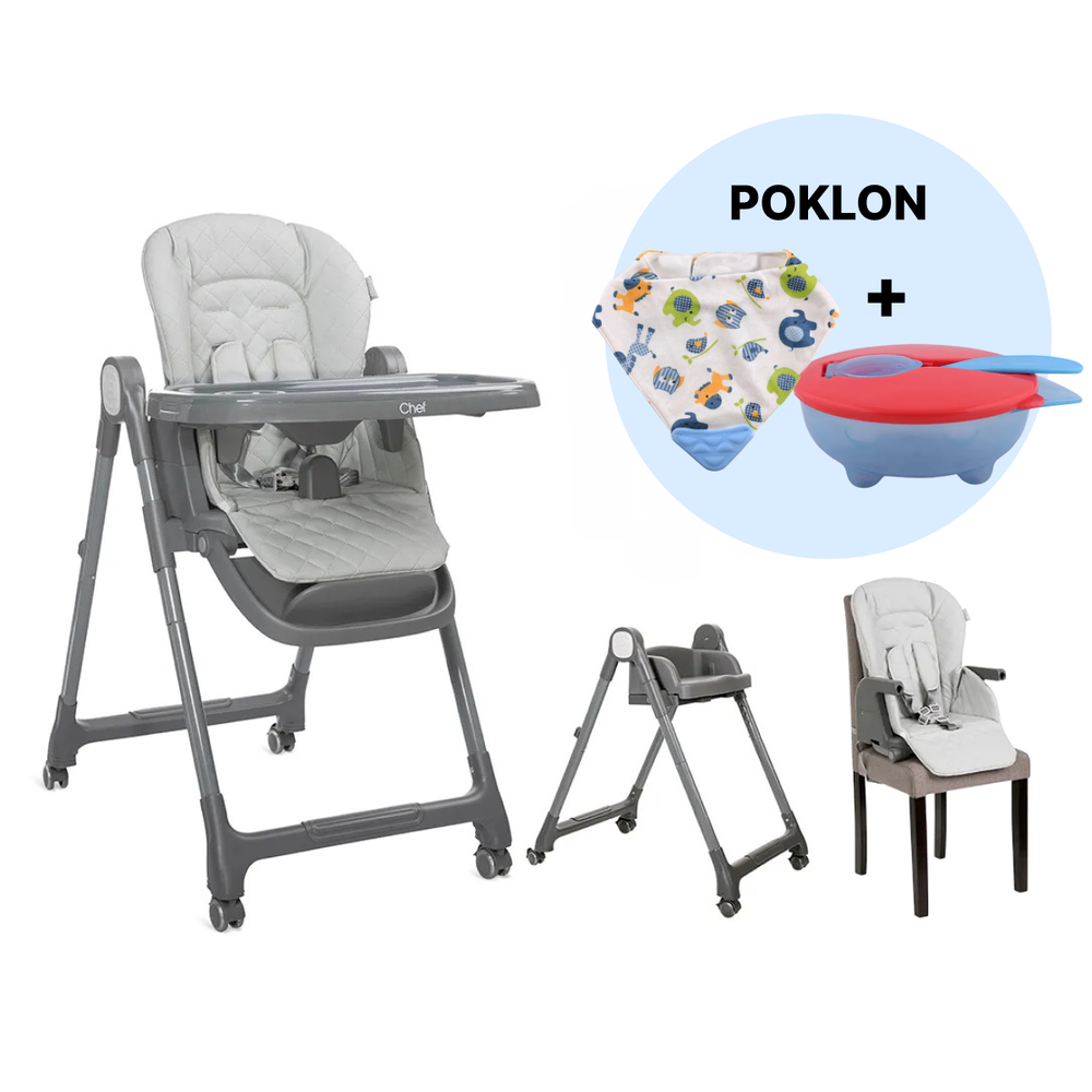 Lorelli Hranilica Chef 3U1, Grey Leather + POKLON Siperak i zdjelica za bebe slika 1