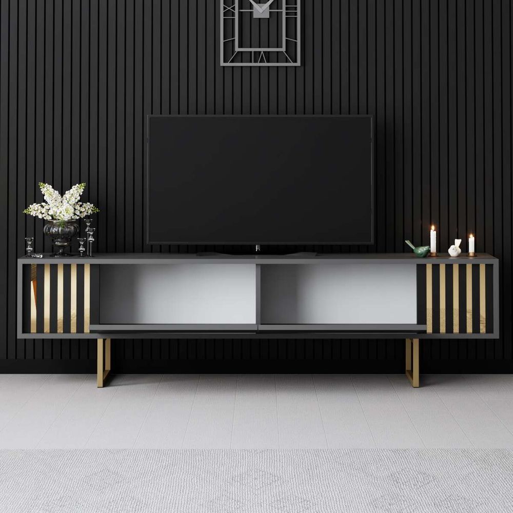 TV Stalak Gold Line u antracitnoj i zlatnoj boji slika 3