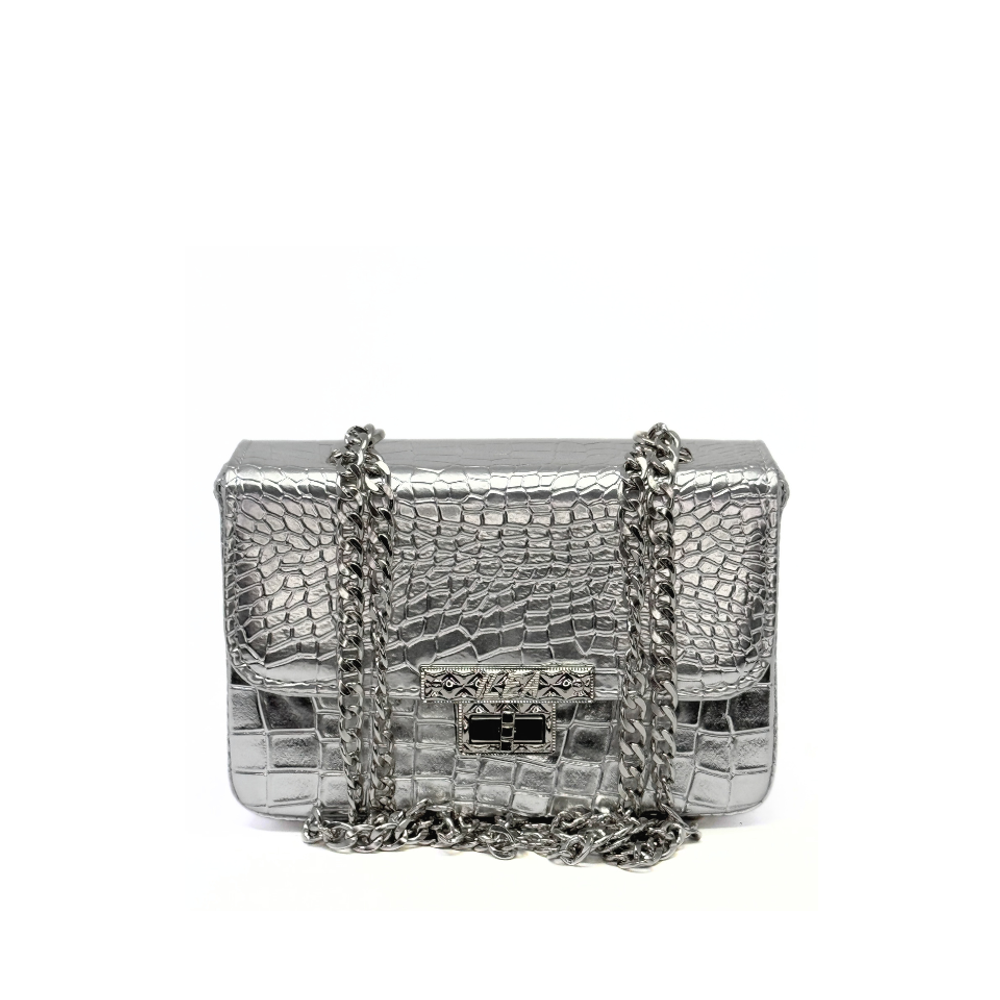 ILEA Ženska torba Nina 22x16cm, Srebrna Kroko slika 1