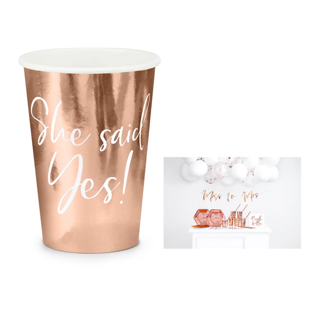 Kpp21-019R Papirna čaša She Said Yes Ružičasto Zlato 220ml, 6kom slika 1