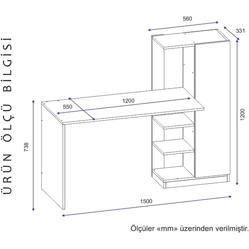 Yağız - White White Study Desk slika 5