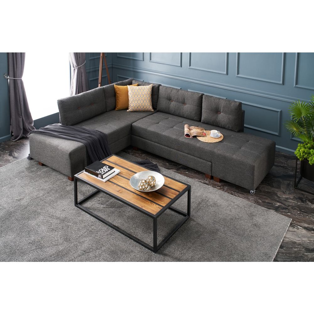 Ugaona Sofa na Razvlačenje Manama - Lijevi Kut, Antracit Boja slika 3