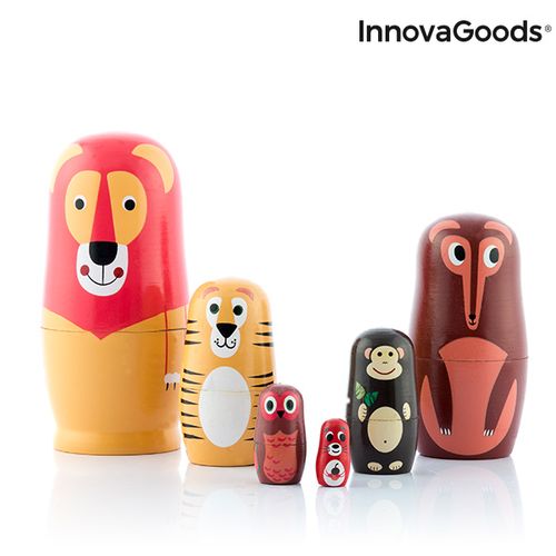 Drvena Babuška sa Životinjskim Figurama Funimals InnovaGoods 11 Dijelovi slika 1