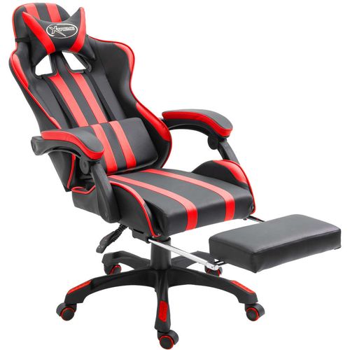 Igraća stolica od umjetne kože s osloncem za noge crvena slika 2