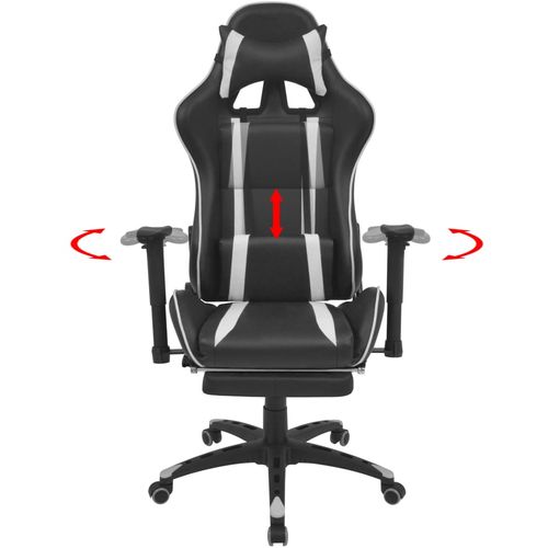 Podesiva igraća uredska stolica s osloncem za noge bijela slika 46