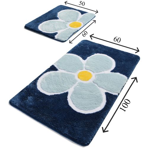 Flower - Blue Multicolor Acrylic Bathmat Set (2 Pieces) slika 3